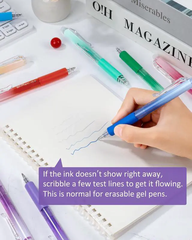 Alt view image 7 of 7 - 12 Colors Erasable Gel Pens, Fine Point 0.7mm Colored Erasable Pens