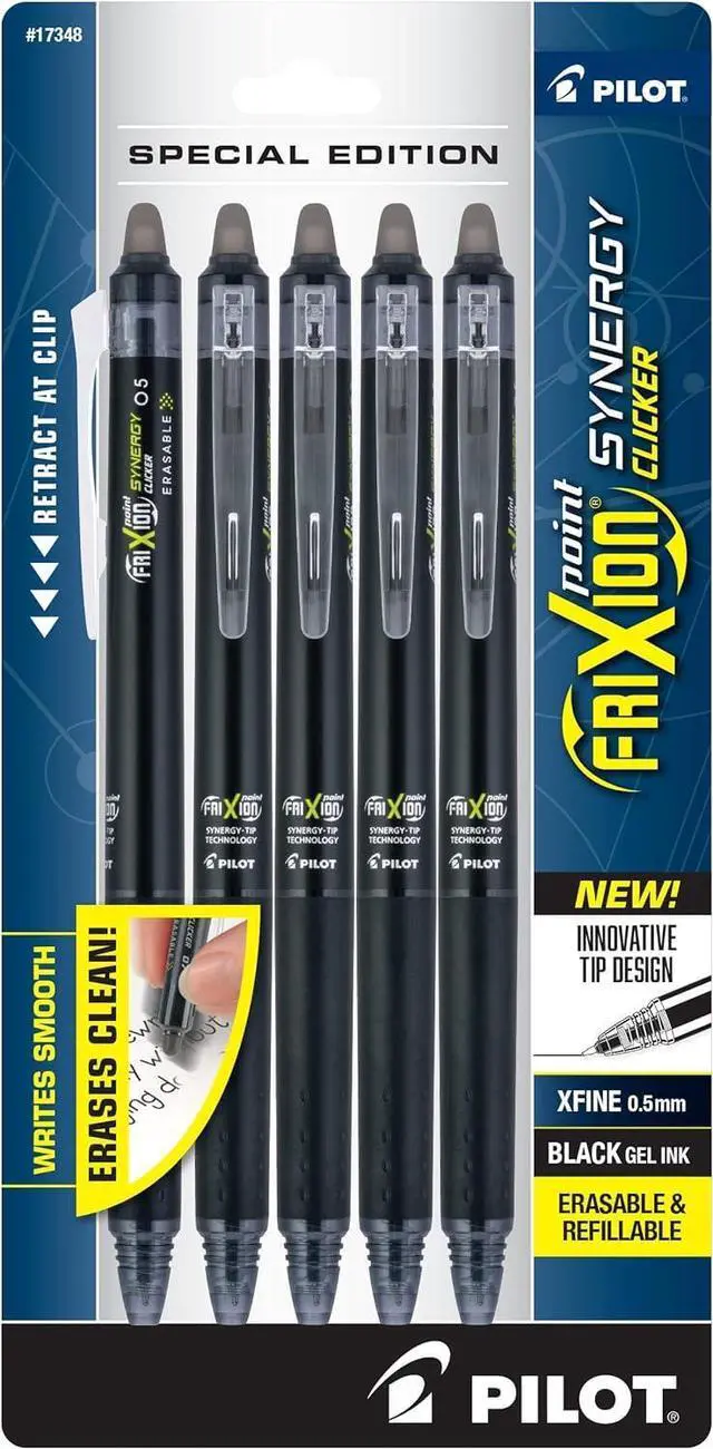 Main image of FriXion Synergy Clicker Erasable, Pack of 5, Black Ink