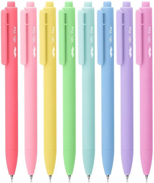 Main image of Retractable Gel Pens, 8 Pack, Pastel Color Ink, Fine Point 0.7 mm