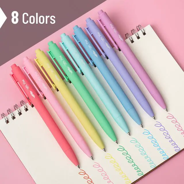 Alt view image 2 of 7 - Retractable Gel Pens, 8 Pack, Pastel Color Ink, Fine Point 0.7 mm