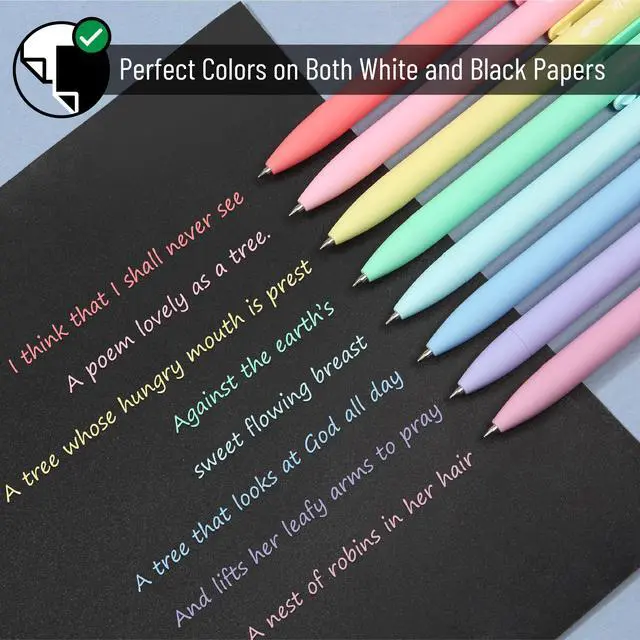 Alt view image 4 of 7 - Retractable Gel Pens, 8 Pack, Pastel Color Ink, Fine Point 0.7 mm