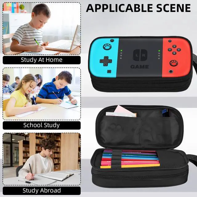 Alt view image 3 of 7 - Gamer Pencil Case for Boys, Large Boys Pencil Pouch for Kids Teens School, Big Capacity Pen Box Pen Bag Organizer with 2 Compartments & Zipper