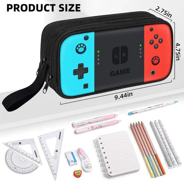 Alt view image 5 of 7 - Gamer Pencil Case for Boys, Large Boys Pencil Pouch for Kids Teens School, Big Capacity Pen Box Pen Bag Organizer with 2 Compartments & Zipper