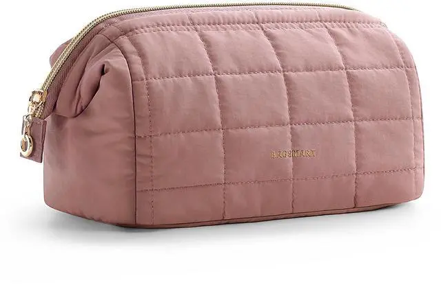 Main image of Makeup Bag Travel Toiletry Bag, Wide-open Zipper Pouch, Dark Pink