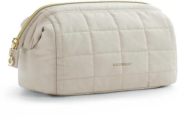 Main image of Makeup Bag Travel Toiletry Bag, Wide-open Zipper Pouch, Beige