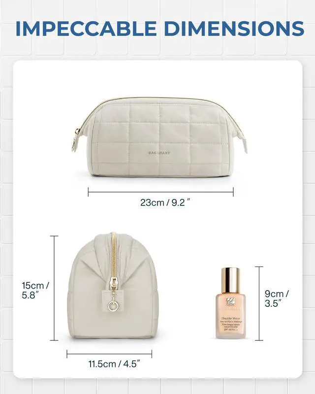 Alt view image 6 of 7 - Makeup Bag Travel Toiletry Bag, Wide-open Zipper Pouch, Beige