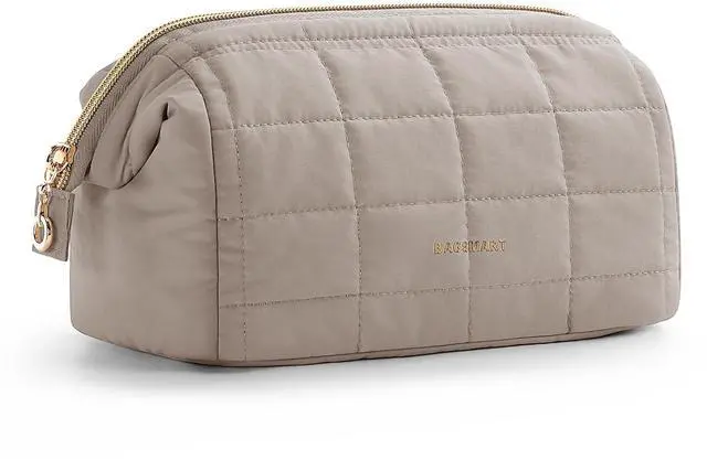 Main image of Makeup Bag Travel Toiletry Bag, Wide-open Zipper Pouch, Greige