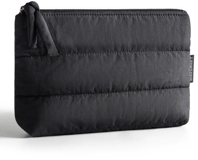 Main image of Small Makeup Bag for Women, Puffy Travel Cosmetic Organizer, Black