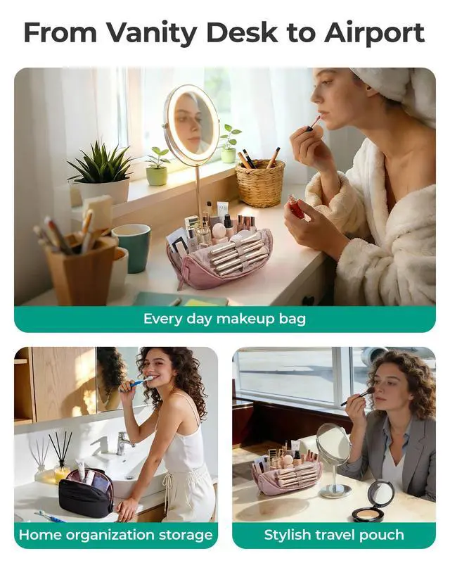 Alt view image 7 of 7 - Travel Makeup Bag for Women, Portable Cosmetic Case, Leopard Print