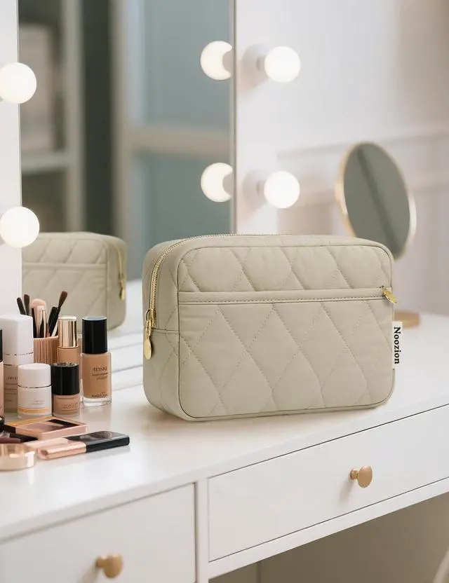 Alt view image 6 of 7 - Makeup Bag Travel Toiletry Bag, Puffy Padded Cosmetic Bag for Women, Makeup Organizer Case, Wide-open Pouch Purse, Travel Essentials