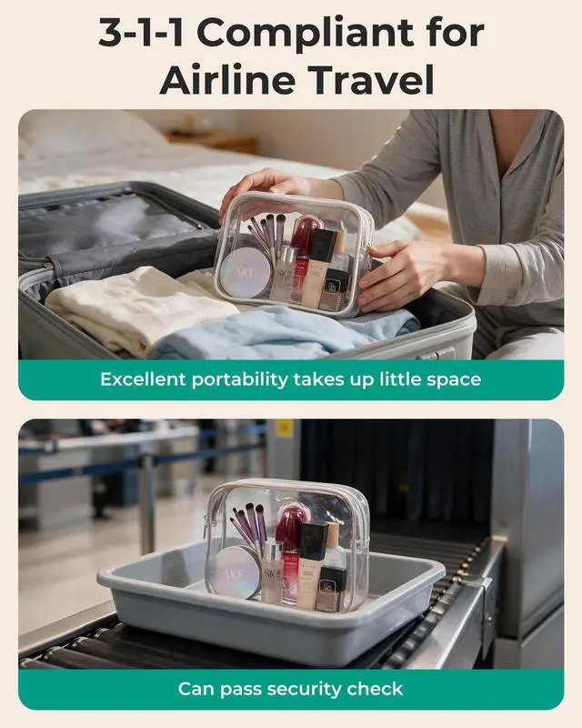 Alt view image 7 of 7 - Toiletry Bag Hanging Travel Makeup Organizer with TSA Approved Transparent Cosmetic Bag Makeup Bag for Full Sized Toiletries, Medium-Pink