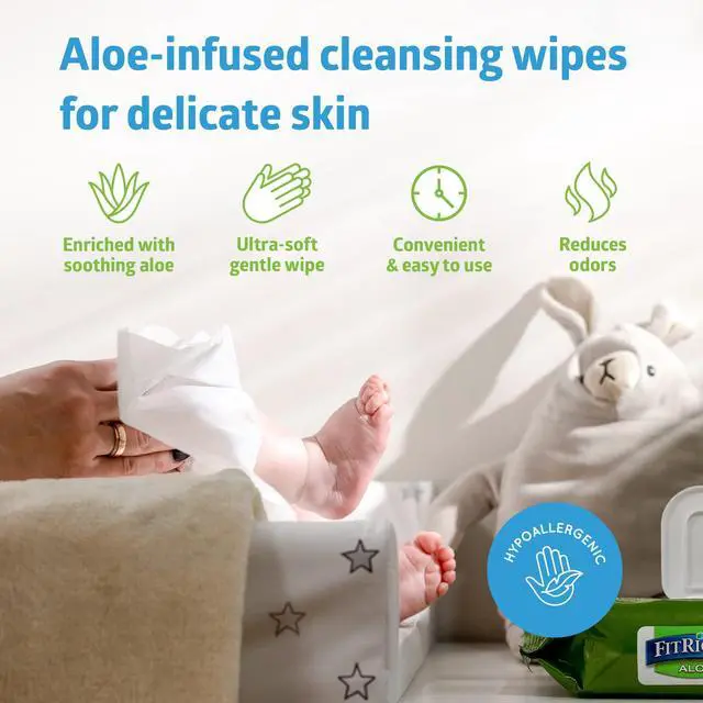 Alt view image 3 of 7 - FitRight Personal Cleansing Wipes with Aloe 8x10 Unscented 600 Count