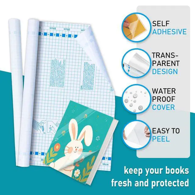 Alt view image 3 of 7 - 2 Pack Clear Contact Paper, Self Adhesive Book Cover, 17.5in x 5ft