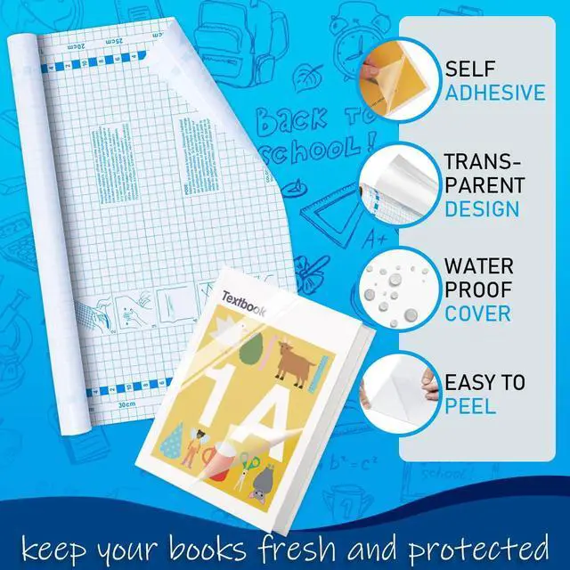 Alt view image 3 of 7 - Clear Contact Paper for Books, Adhesive Book Cover, 17.5 in x 5 ft
