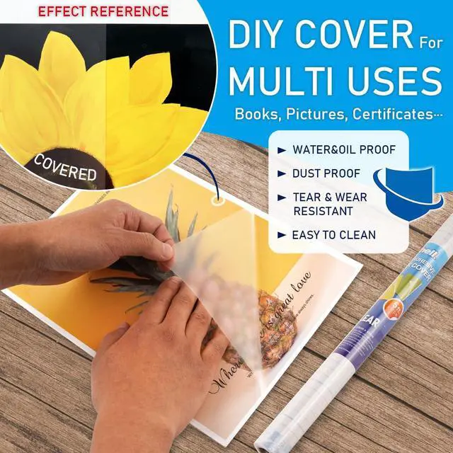 Alt view image 4 of 7 - Clear Contact Paper for Books, Adhesive Book Cover, 17.5 in x 5 ft