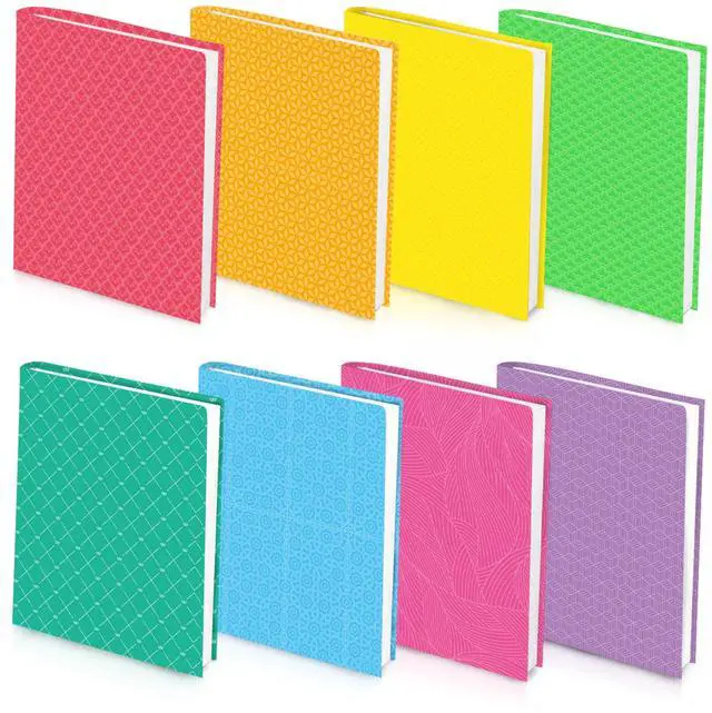 Main image of 8 Pack Stretchable Jumbo Fabric Book Covers, Solid Colors, Washable Durable Reusable Nylon Covers for Hardcover Textbooks & Notebooks up to 9'x11'
