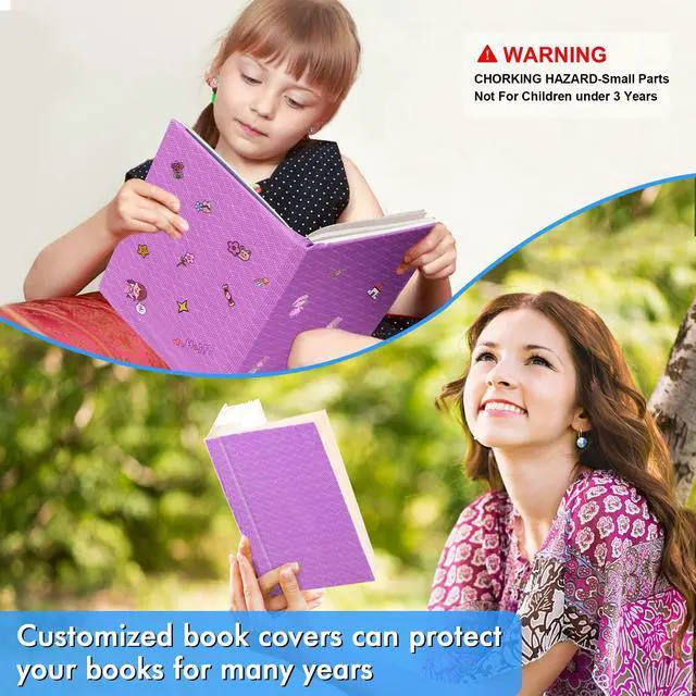 Alt view image 6 of 7 - 8 Pack Stretchable Jumbo Fabric Book Covers, Solid Colors, Washable Durable Reusable Nylon Covers for Hardcover Textbooks & Notebooks up to 9'x11'