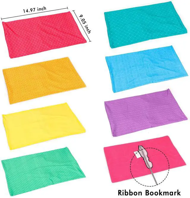 Alt view image 2 of 7 - 8 Pack Stretchable Jumbo Fabric Book Covers, Solid Colors, Washable Durable Reusable Nylon Covers for Hardcover Textbooks & Notebooks up to 9'x11'
