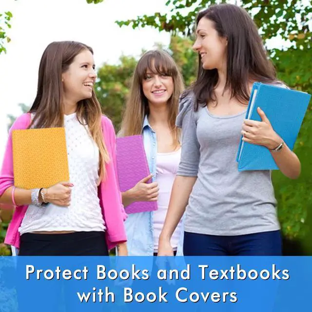 Alt view image 7 of 7 - 8 Pack Stretchable Jumbo Fabric Book Covers, Solid Colors, Washable Durable Reusable Nylon Covers for Hardcover Textbooks & Notebooks up to 9'x11'