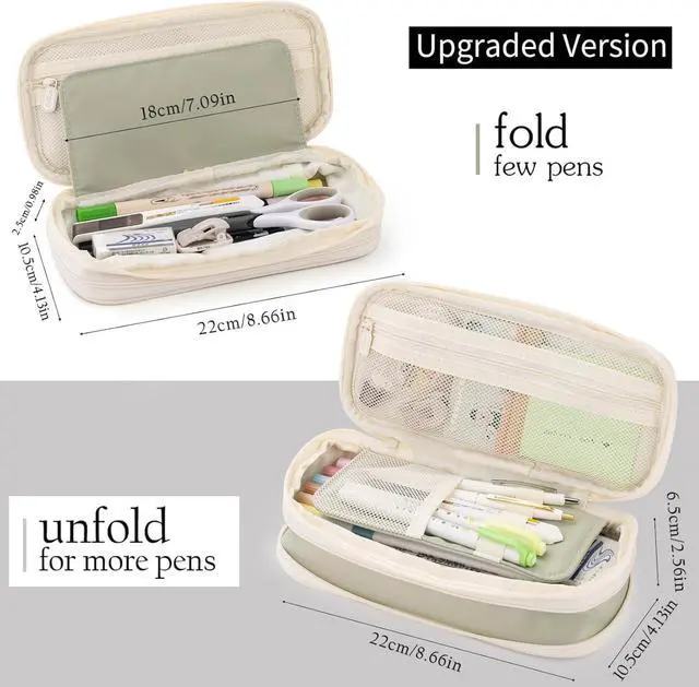 Alt view image 2 of 6 - Big Capacity Pencil Case Large Pencil Pouch Stationery Pen Bag for Teen Girls-Green