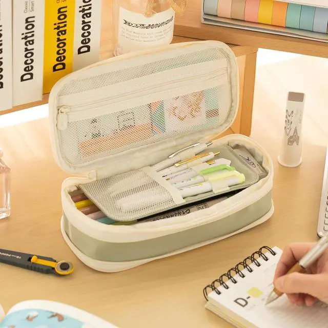 Alt view image 5 of 6 - Big Capacity Pencil Case Large Pencil Pouch Stationery Pen Bag for Teen Girls-Green