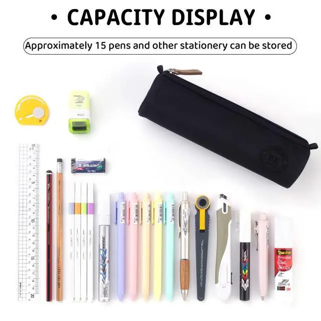 Alt view image 3 of 6 - Small Pencil Case Pencil Pouch Stationery Pen Bag Office Supplies for Girls Women-Black