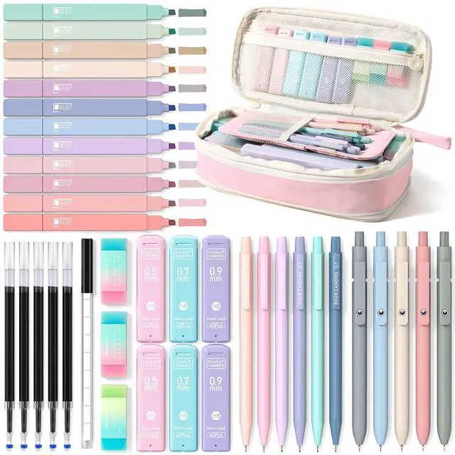 Main image of School Supplies with Cute Pencil Case, 39ct, Pink