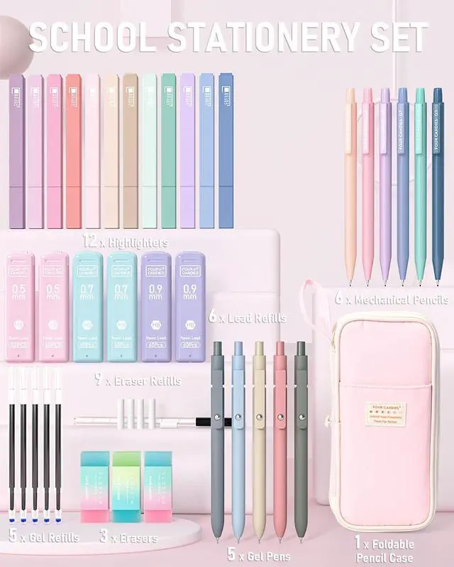 Alt view image 6 of 7 - School Supplies with Cute Pencil Case, 39ct, Pink