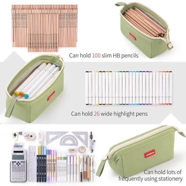 Alt view image 7 of 7 - Pencil Case Large Capacity Pouch Pen Bag for School Teen Girl Boy Men Women (Green