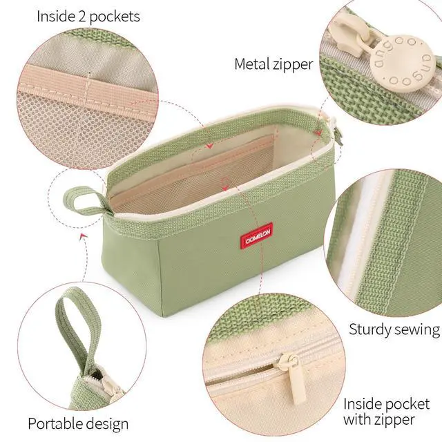 Alt view image 4 of 7 - Pencil Case Large Capacity Pouch Pen Bag for School Teen Girl Boy Men Women (Green