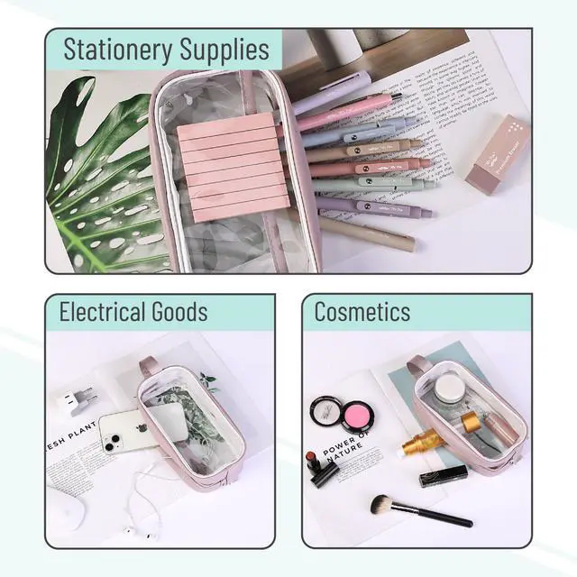 Alt view image 4 of 7 - Clear Pencil Pouch, Large Capacity Makeup Pouch