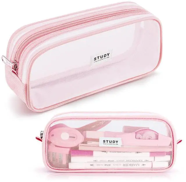 Main image of KALIDI Grid Mesh Pencil Case Pouch Large Capacity Pencil Bag with Zipper