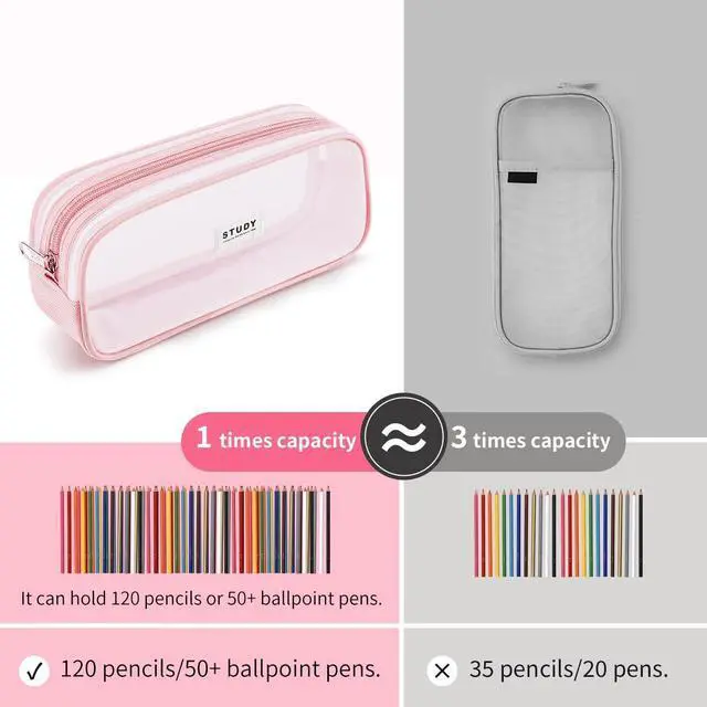 Alt view image 2 of 7 - KALIDI Grid Mesh Pencil Case Pouch Large Capacity Pencil Bag with Zipper