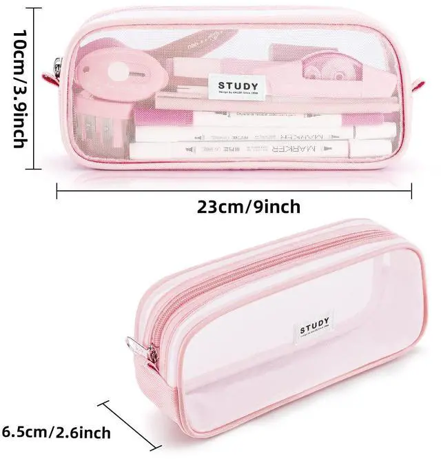 Alt view image 3 of 7 - KALIDI Grid Mesh Pencil Case Pouch Large Capacity Pencil Bag with Zipper