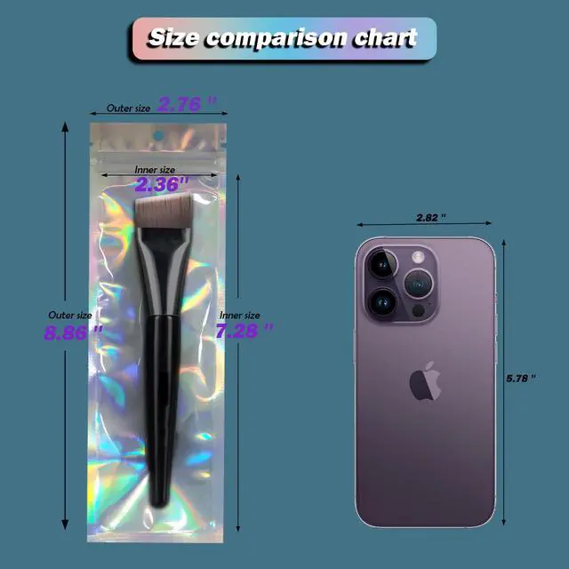 Alt view image 2 of 7 - 100 Pcs 2.7x9 Inch Holographic Pen Bags Resealable Bags for Small Business