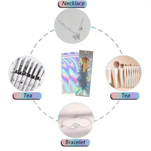 Alt view image 3 of 7 - 100 Pcs 2.7x9 Inch Holographic Pen Bags Resealable Bags for Small Business
