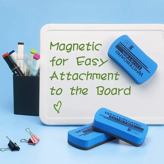 Alt view image 7 of 7 - 6 Pack Magnetic Dry Eraser Erasers, 4.2'' x 2.2'', Blue