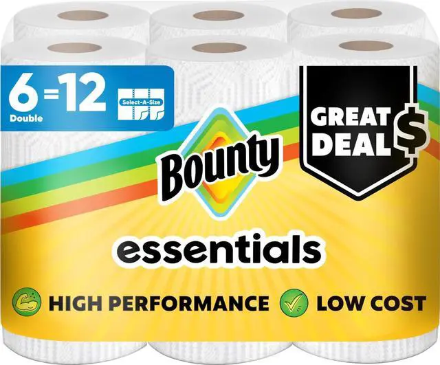 Main image of Essentials Select-A-Size Paper Towels, 6 Double Rolls, White, 108 Sheets Per Roll