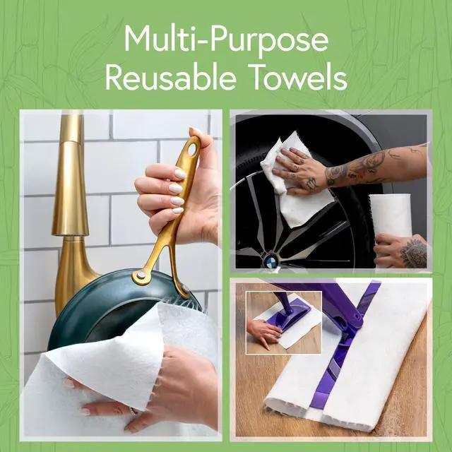 Alt view image 7 of 7 - Reusable Paper Towels Bamboo | Ultra Absorbent & Durable | Reusable Paper Towel Washable Roll | FSC Certified | 100% Rayon Derived From Bamboo | Towel Alternative | 20 Sheets, 12"x11" | 1 Roll