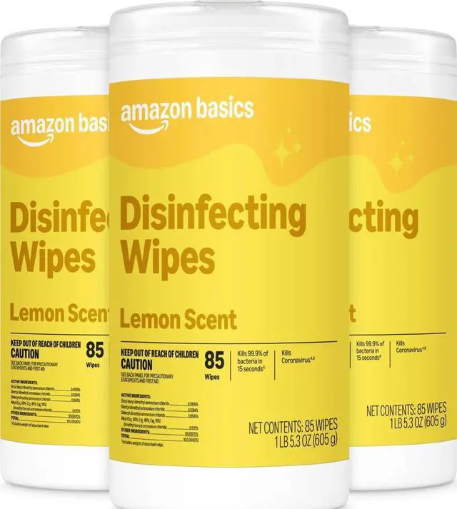Main image of Disinfecting Wipes, Lemon Scent, for Sanitizing, Cleaning & Deodorizing, 255 Count (3 Packs of 85), Packaging May Vary