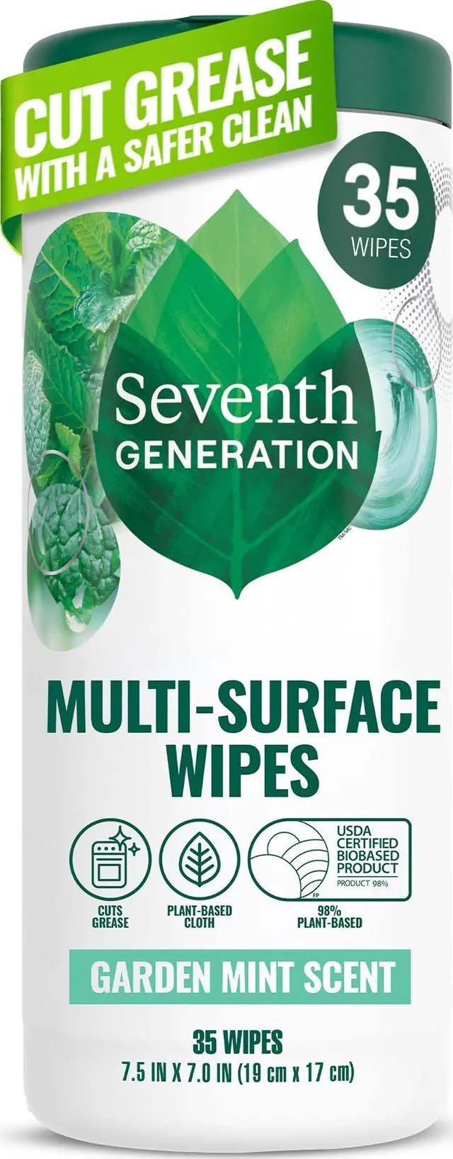 Main image of Multi-Surface Cleaning Wipes, Garden Mint Scent, Cuts Grease & Grime, 35 Wipes