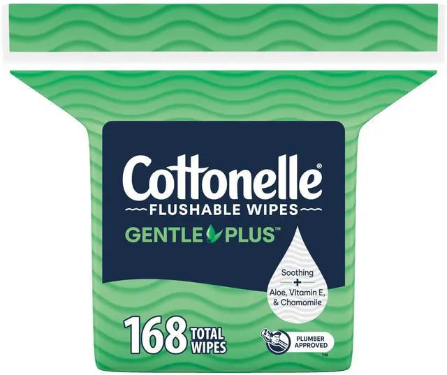 Main image of GentlePlus Flushable Wipes, 1 Pack, 168 Wipes per Pack