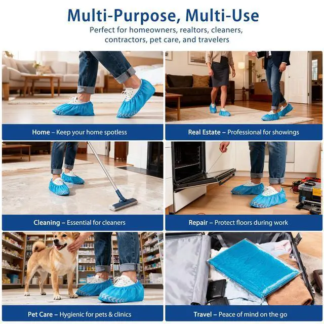Alt view image 5 of 7 - Disposable Shoe Covers, 60 Pack XL Non-Woven Booties, Breathable & Stretchable, Fits Most Shoes, Floor & Carpet Protector for Guests, Real Estate Showings, Contractors, Cleaning