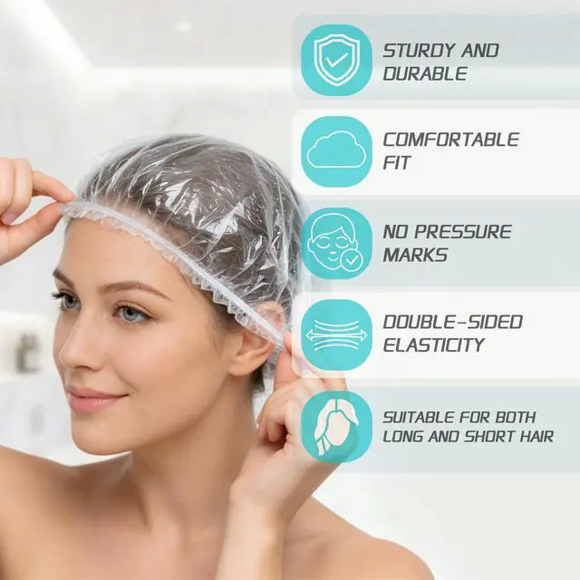 Alt view image 3 of 7 - 100 Disposable Shower Caps for Women & Men, 20.5in