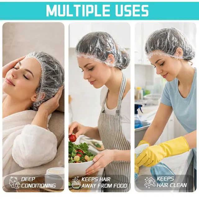 Alt view image 6 of 7 - 100 Disposable Shower Caps for Women & Men, 20.5in