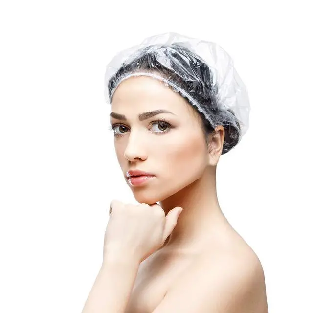 Alt view image 7 of 7 - 50PCS Disposable Shower Caps, Plastic Clear Thickening Bath Hair Cap and Thick Waterproof Bath Caps for Hair Treatment, Spa, Hotel and Hair Solon, Home Use,Portable Travel