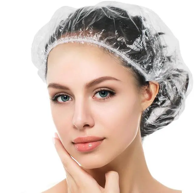 Main image of Disposable Shower Caps 80PCS Extra Large 23.6" Plastic Clear Hair Cap