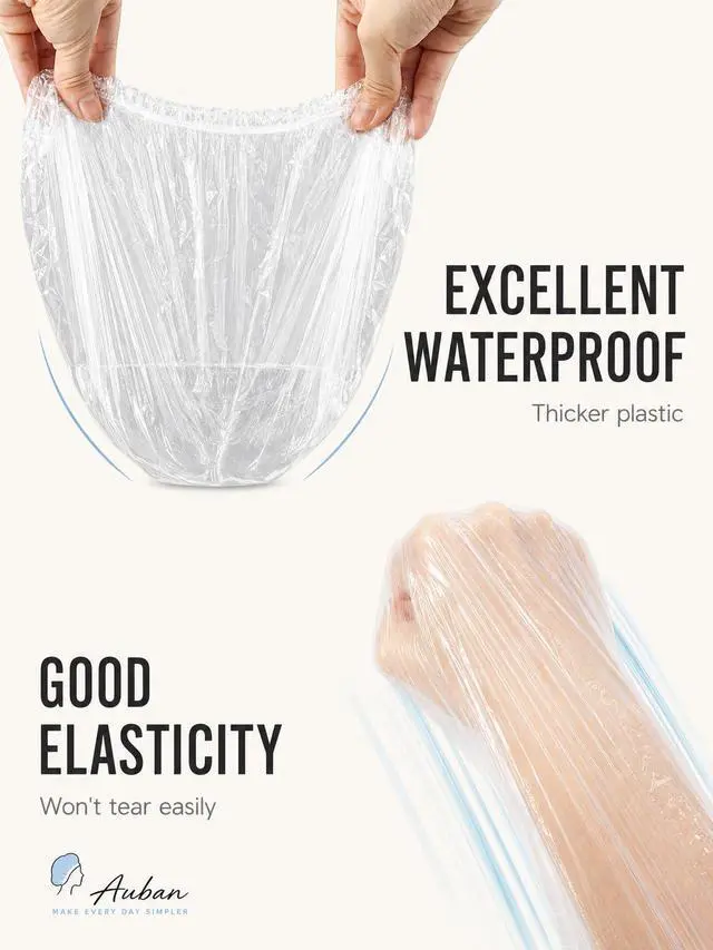 Alt view image 4 of 7 - Disposable Shower Caps 80PCS Extra Large 23.6" Plastic Clear Hair Cap