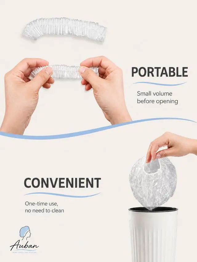 Alt view image 3 of 7 - Disposable Shower Caps 80PCS Extra Large 23.6" Plastic Clear Hair Cap