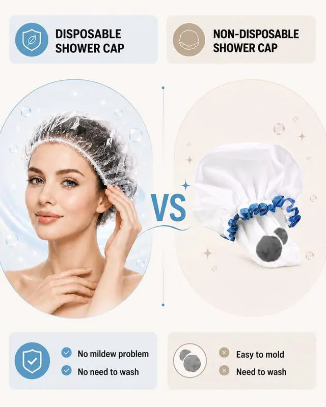 Alt view image 5 of 7 - Disposable Shower Caps 80PCS Extra Large 23.6" Plastic Clear Hair Cap